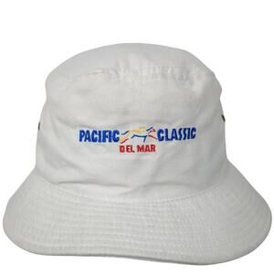 Pacific Classic Del Mar Bucket Hat Beige One Size Embroidered Blue Wave